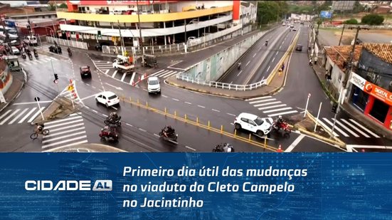 Primeiro dia útil das mudanças no viaduto da Cleto Campelo no Jacintinho