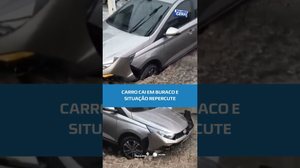 SUSTO: carro cai em buraco e chama atenção em Clima Bom #balançogeralal