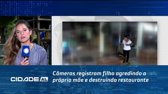 Câmeras registram filho agredindo a própria mãe e destruindo restaurante