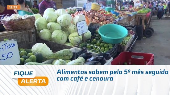 Alimentos sobem pelo 5º mês seguido com café e cenoura