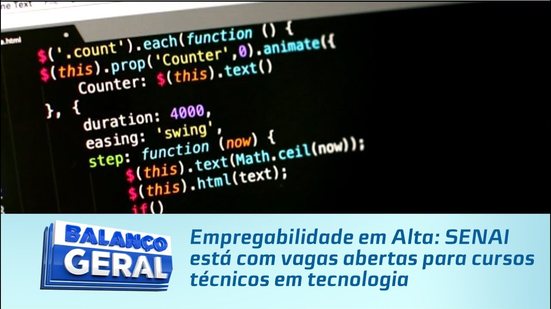 Empregabilidade em Alta: SENAI está com vagas abertas para cursos técnicos em tecnologia