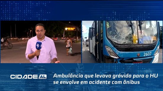 Ambulância que levava grávida para o HU se envolve em acidente com ônibus