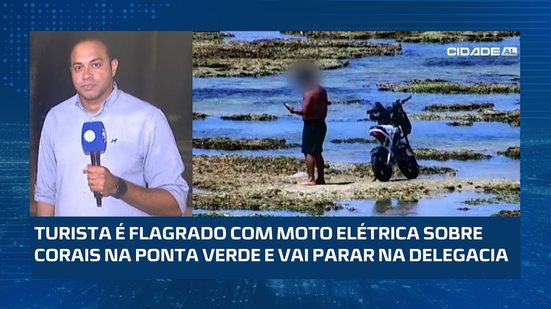 Turista é conduzido à delegacia após flagrante com moto elétrica em área de corais na Ponta Verde