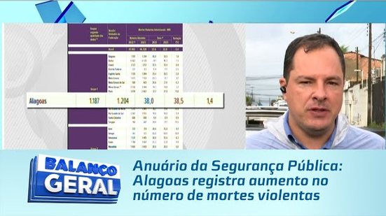 Anuário da Segurança Pública: Alagoas registra aumento no número de mortes violentas