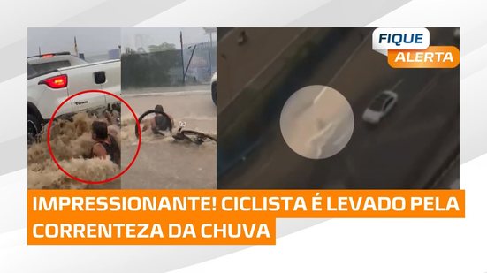 Impressionante! Ciclista é levado pela correnteza durante chuvas em Maceió 😱🚨