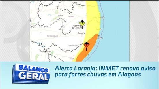 Alerta Laranja: INMET renova aviso para fortes chuvas em Alagoas