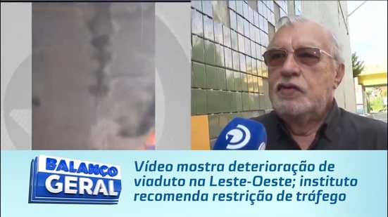 Vídeo mostra deterioração de viaduto na Leste-Oeste; instituto recomenda restrição de tráfego
