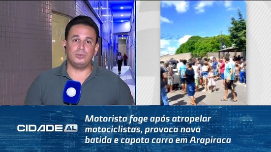 Motorista foge após atropelar motociclistas, provoca nova batida e capota carro em Arapiraca