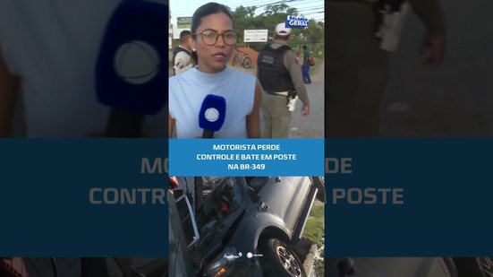 Carro sai da pista e atinge poste na BR-349 após motorista perder controle #BalançoGeralAL