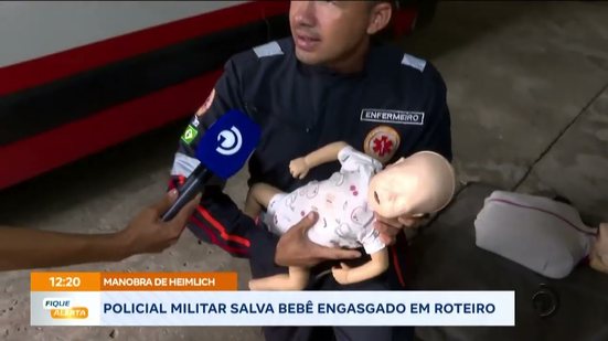 Manobra de Heimlich: Policial Militar salva bebê engasgado em Roteiro