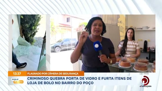 Criminoso quebra porta de vidro e furta itens de loja de bolo no bairro do poço