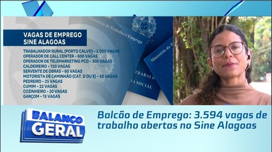 Balcão de Emprego: 3.594 vagas de trabalho abertas no Sine Alagoas