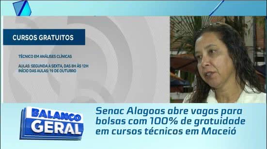 Senac Alagoas abre vagas para bolsas com 100% de gratuidade em cursos técnicos em Maceió