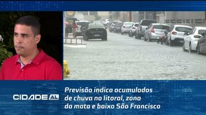 Previsão indica acumulados de chuva no litoral, zona da mata e baixo São Francisco