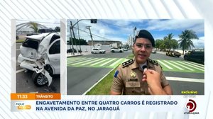 Engavetamento entre quatro carro é registrado na Avenida da Paz, no Jaraguá