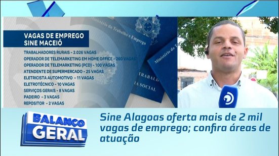 Sine Alagoas oferta mais de 2 mil vagas de emprego; confira áreas de atuação
