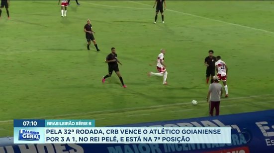 Pela 32ª rodada, CRB vence o atlético goianiense por 3 a 1, no Rei Pelé, e está na 7ª posição