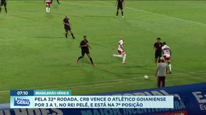 Pela 32ª rodada, CRB vence o atlético goianiense por 3 a 1, no Rei Pelé, e está na 7ª posição