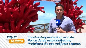 Coral instagramável na orla da Ponta Verde está danificado; Prefeitura diz que vai fazer reparos