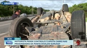 Motorista perde controle e capota carro nas proximidades da Ponte Divaldo Suruagy