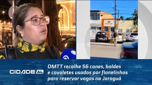 DMTT recolhe 56 cones, baldes e cavaletes usados por flanelinhas para reservar vagas no Jaraguá