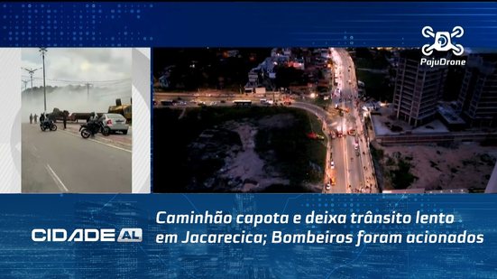 Caminhão capota e deixa trânsito lento em Jacarecica; Bombeiros foram acionados