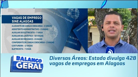 Diversas Áreas: Estado divulga 428 vagas de empregos em Alagoas