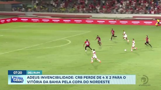 Adeus invencibilidade: CRB perde de 4 x 2 para o vitória da Bahia pela Copa do Nordeste