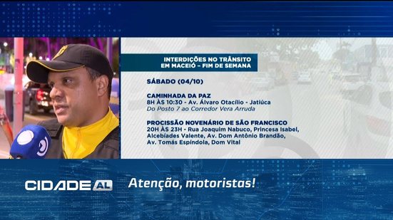 Fim de semana terá interdições no trânsito de Maceió por eventos e procissões