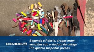 Segundo a Polícia, drogas eram vendidas sob o viaduto da antiga PR; quatro suspeitos presos