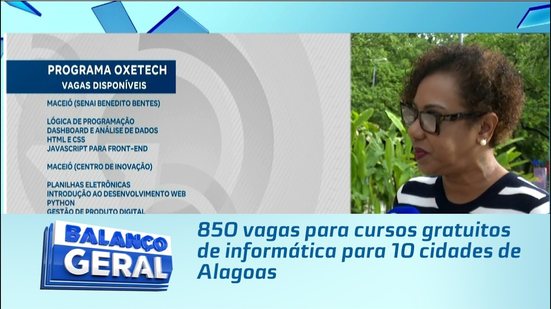 850 vagas para cursos gratuitos de informática para 10 cidades de Alagoas