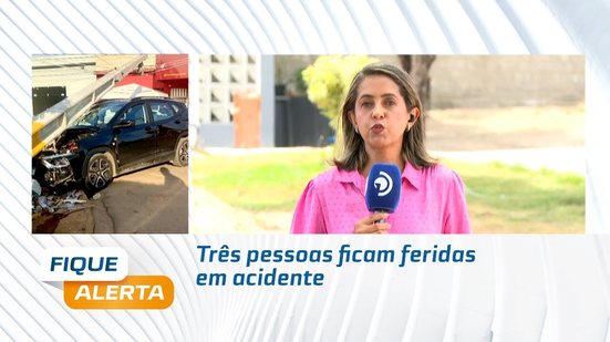Três pessoas ficam feridas em acidente