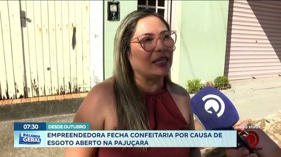 Empreendedora fecha confeitaria por causa de esgoto aberto na Pajuçara