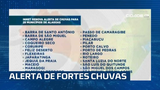 Madrugada de Chuvas: Novo alerta é disparado para 28 cidades de Alagoas
