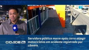 Servidora pública morre após carro atingir motocicletas em acidente registrado por câmera