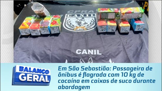 Passageira de ônibus é flagrada com 10 kg de cocaína em caixas de suco durante abordagem