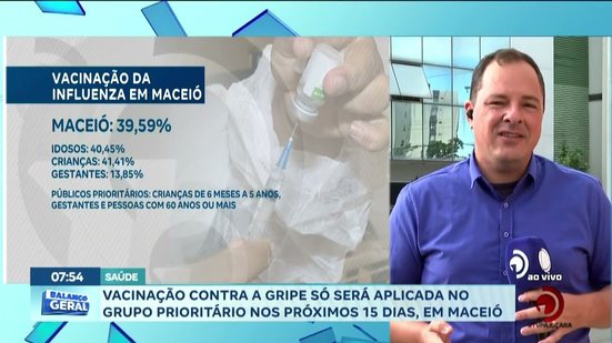 Vacinação contra a gripe só será aplicada no grupo prioritário nos próximos 15 dias, em Maceió