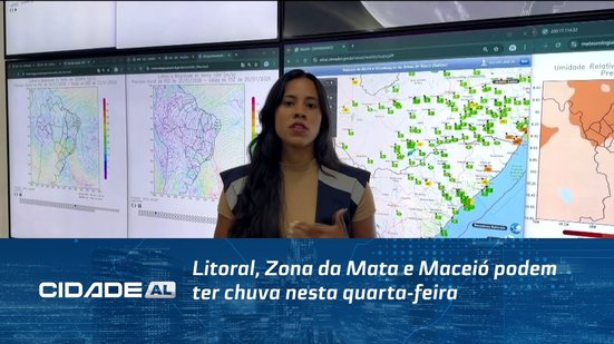 Litoral, Zona da Mata e Maceió podem ter chuva nesta quarta-feira
