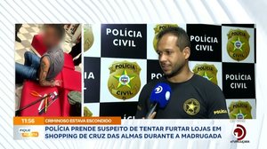Polícia prende suspeito de tentar furtar lojas em Shopping de Cruz das Almas durante a madrugada