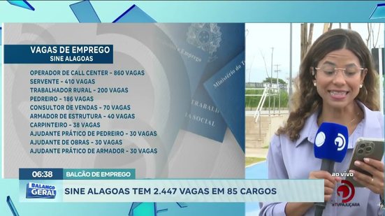 Sine Alagoas tem 2.447 vagas em 85 cargos