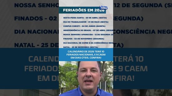 2026 PROMETE DESCANSO PROLONGADO: veja lista dos feriados que caem em dia útil #BalançoGeralAL