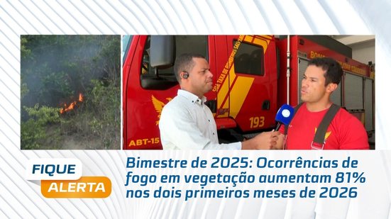 Bimestre de 2025: Ocorrências de fogo em vegetação aumentam 81% nos dois primeiros meses de 2026