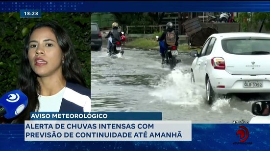 Aviso Meteorológico: Alerta de chuvas intensas com previsão de continuidade até amanhã