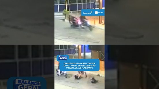 🚨FLAGRANTES: assaltantes derrubam mototaxista e passageira para roubar moto no Poço#BalançoGeralAL