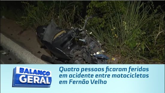 Quatro pessoas ficaram feridas em acidente entre motocicletas em Fernão Velho