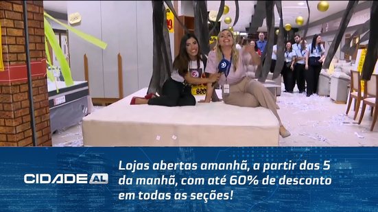 Lojas abertas amanhã, a partir das 5 da manhã, com até 60% de desconto em todas as seções!