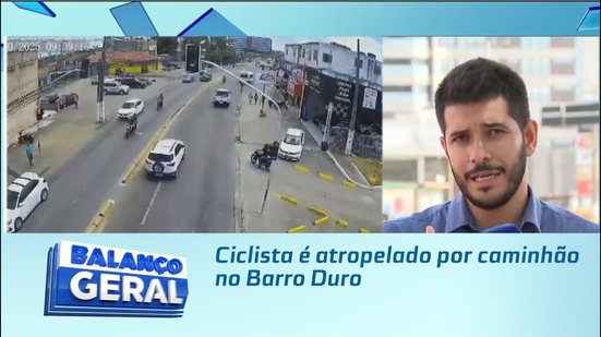 Ciclista é atropelado por caminhão no Barro Duro