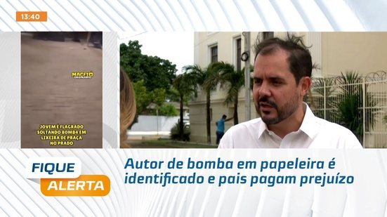 Autor de bomba em papeleira é identificado e pais pagam prejuízo