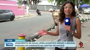 Vazamento de água limpa acontece desde a semana passada em hidrante no centro de Maceió