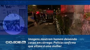 Imagens mostram homem deixando corpo em córrego; Polícia confirma que vítima é uma mulher